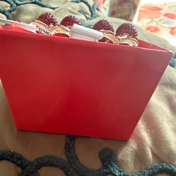 Piper K Red Cherry and gold bow Drop Earrings - Picture 4 of 8